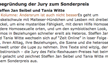 Sonderpreis für die ZEIT-Kolumne